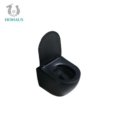 Luxury Matt Black Ceramic Wall Hung Toilet Bowl Tankless Water Closet OEM